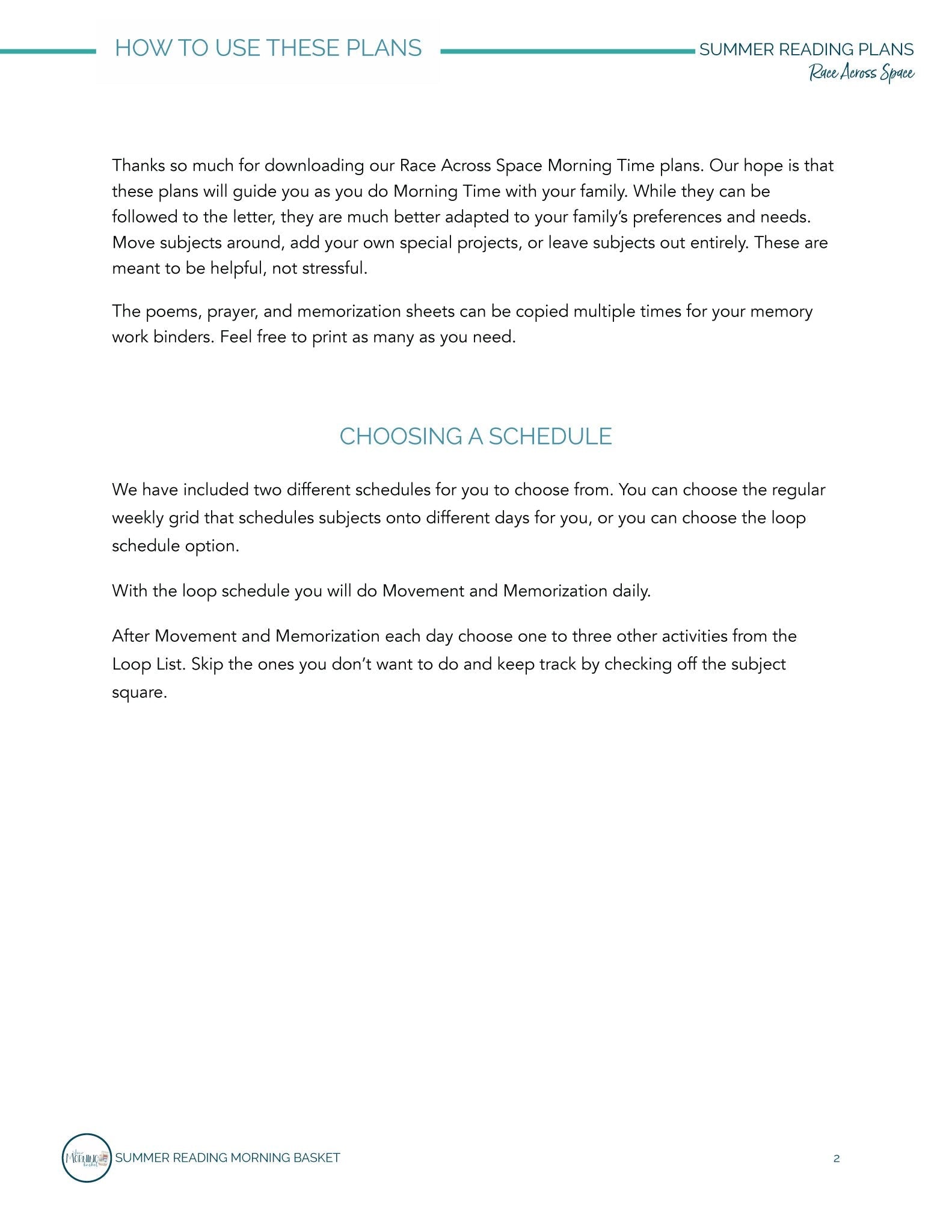 Race Across Space Morning Time Plans - Homeschool Better Together