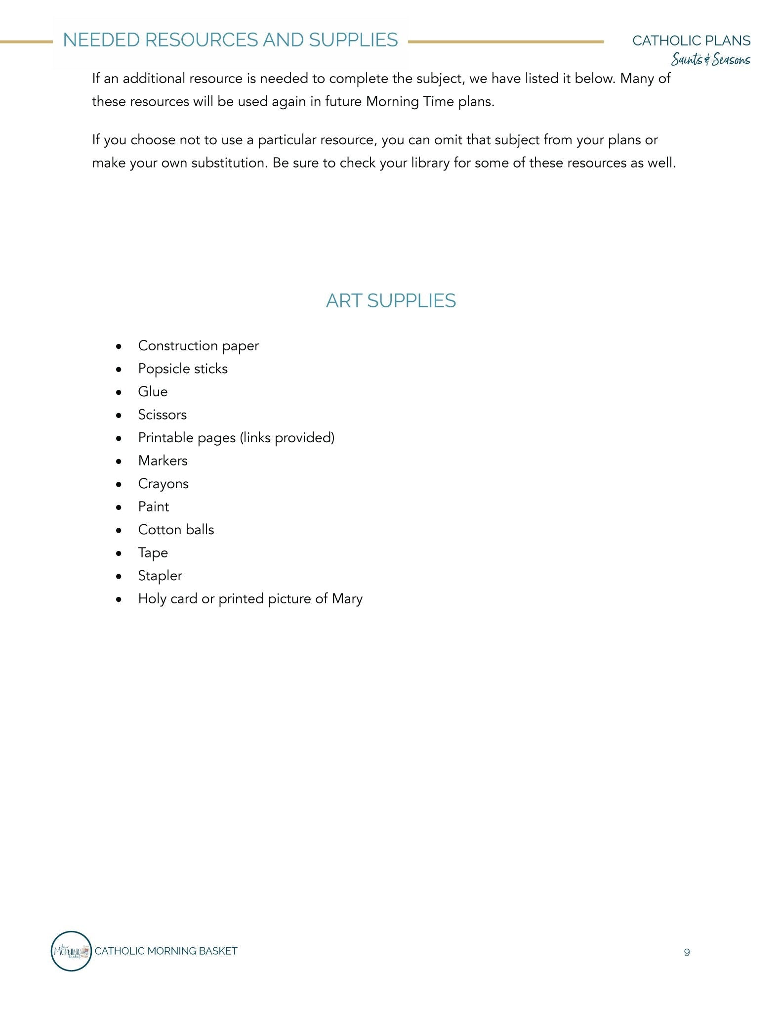 Saints and Seasons Morning Time Plans Vol. 1 - Homeschool Better Together