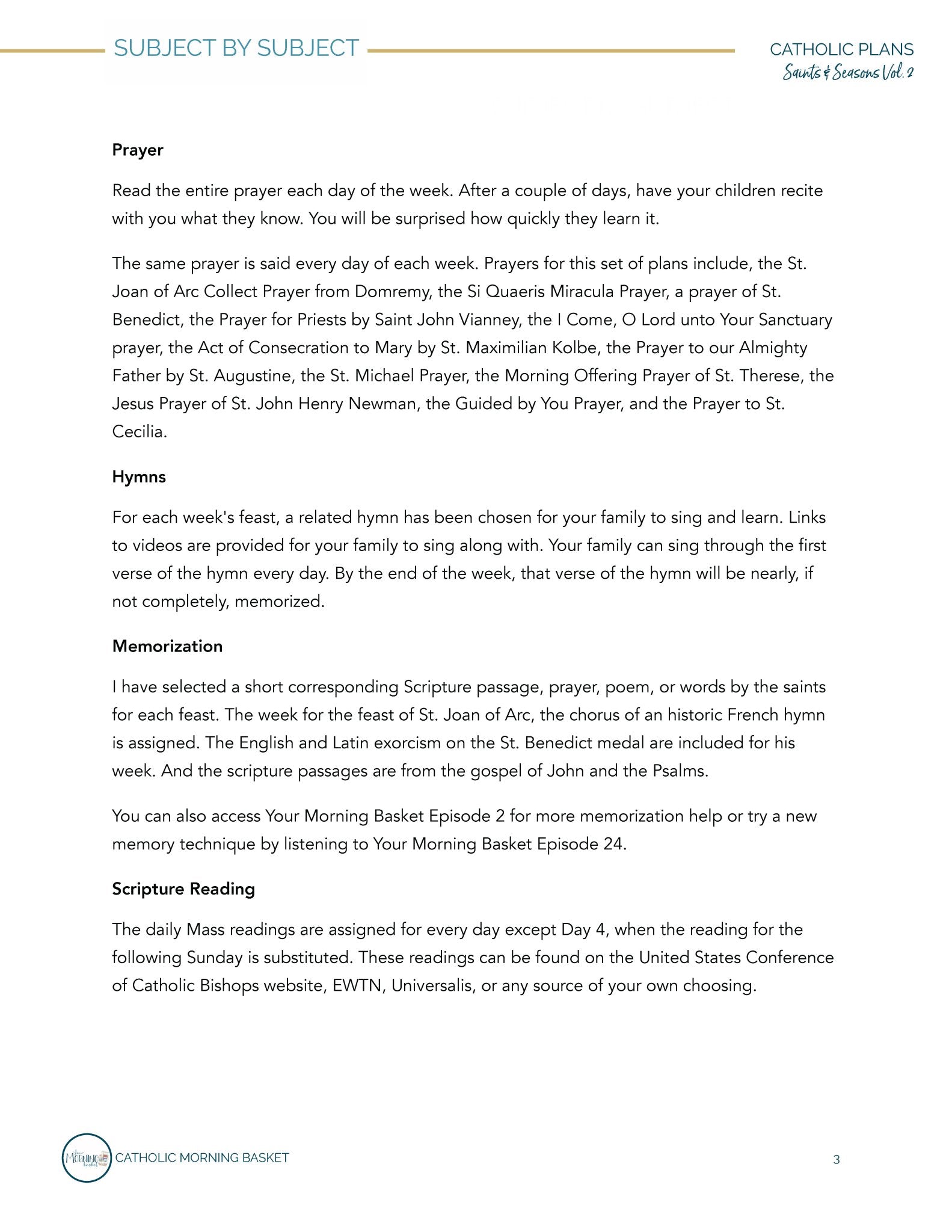 Saints and Seasons Morning Time Plans Vol. 2 - Homeschool Better Together