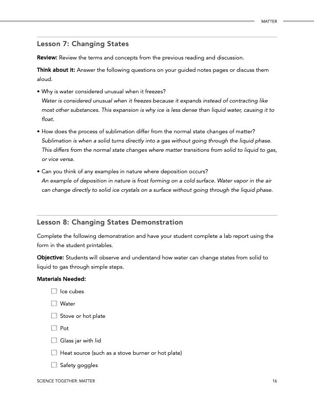 Science Together: Matter - Homeschool Better Together