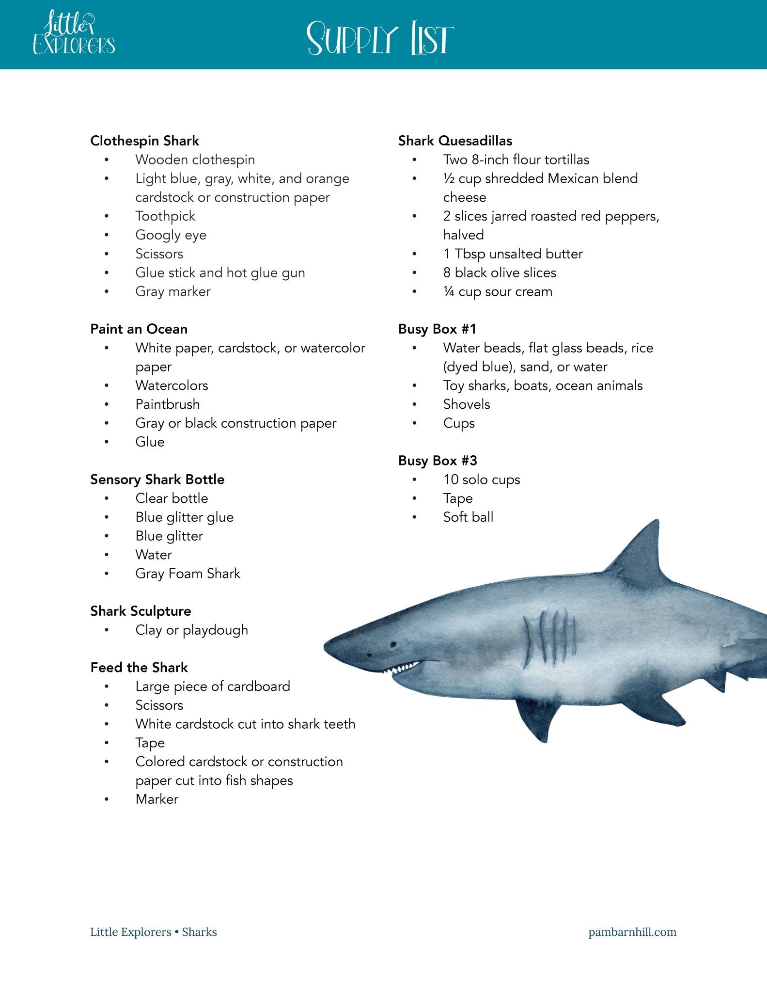 Sharks Little Explorers - Homeschool Better Together