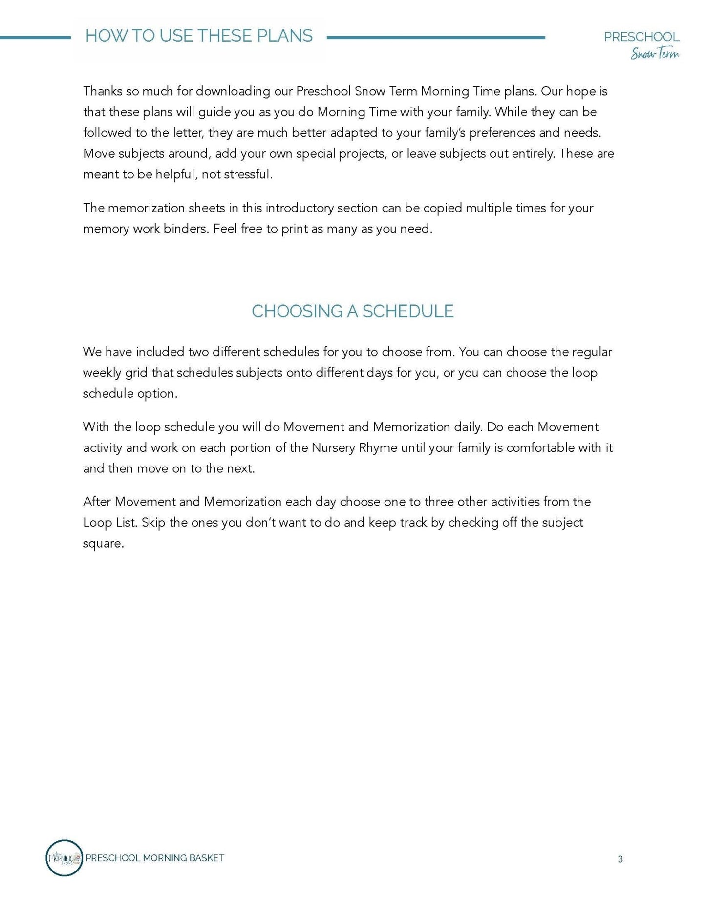Snow Term: Early Learner Morning Time Plans - Homeschool Better Together