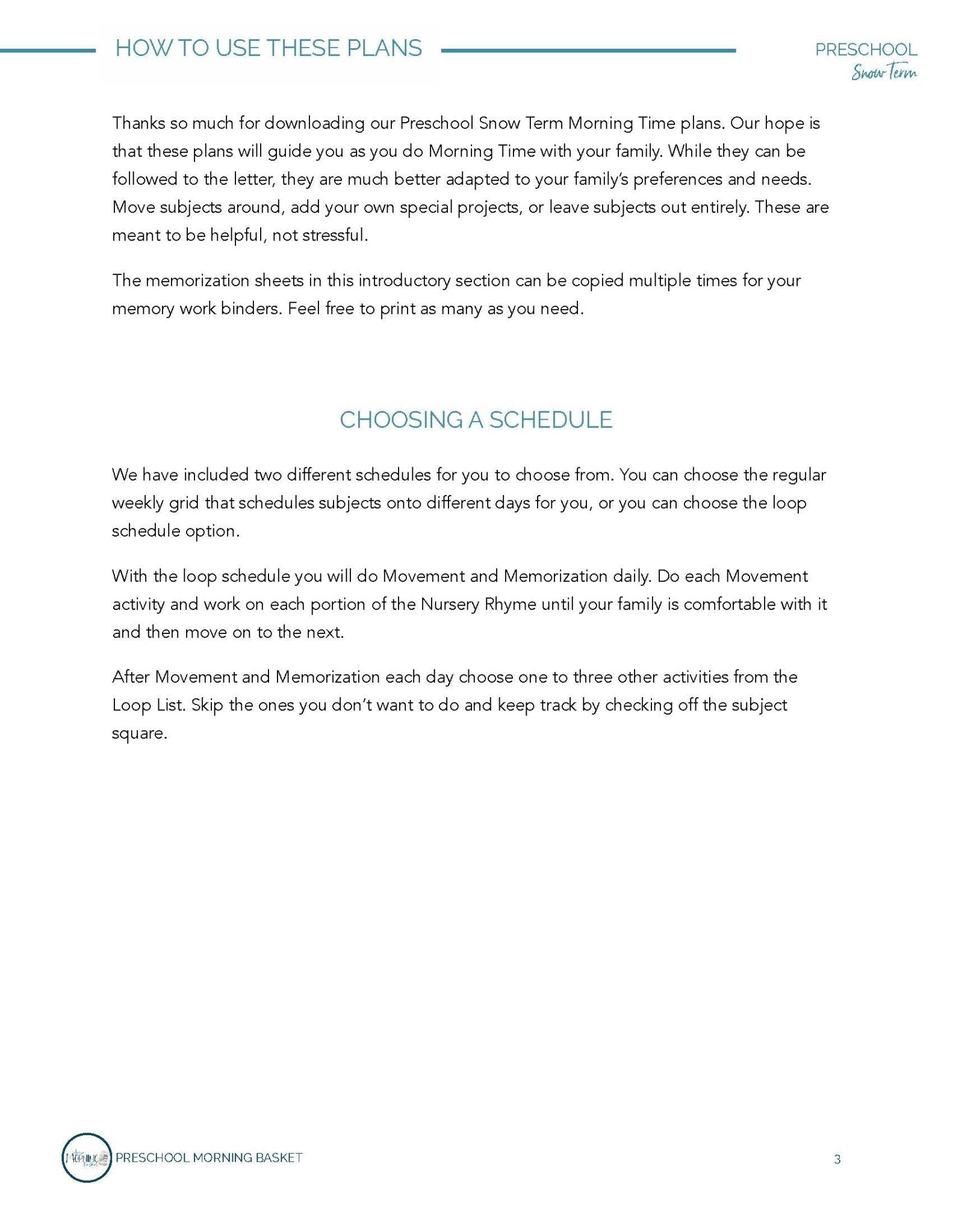 Snow Term: Early Learner Morning Time Plans - Homeschool Better Together