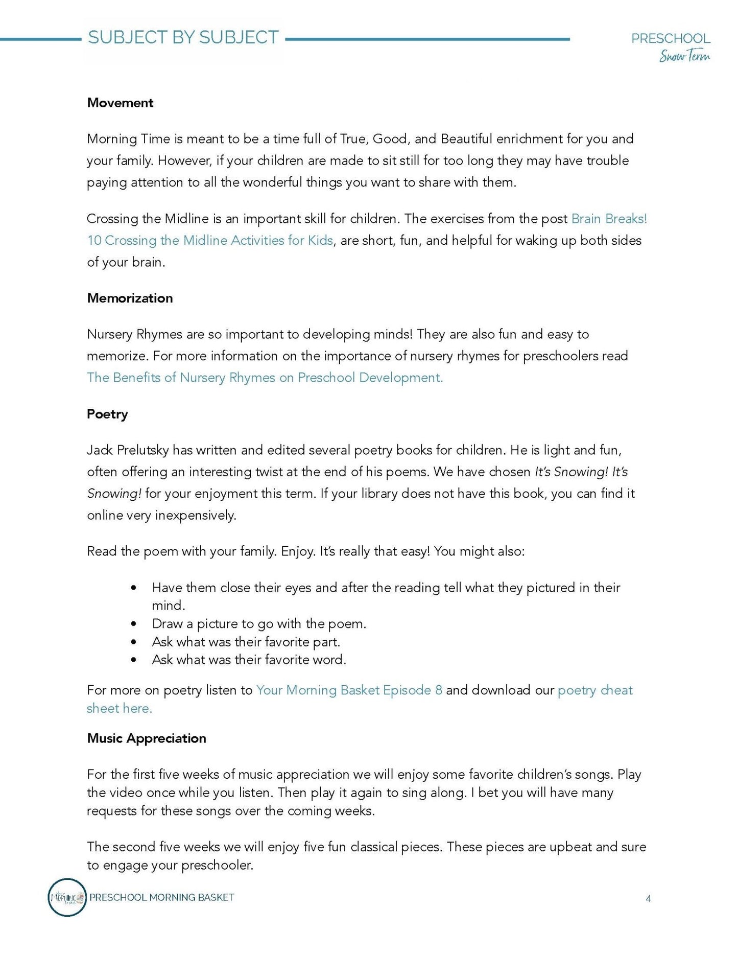 Snow Term: Early Learner Morning Time Plans - Homeschool Better Together