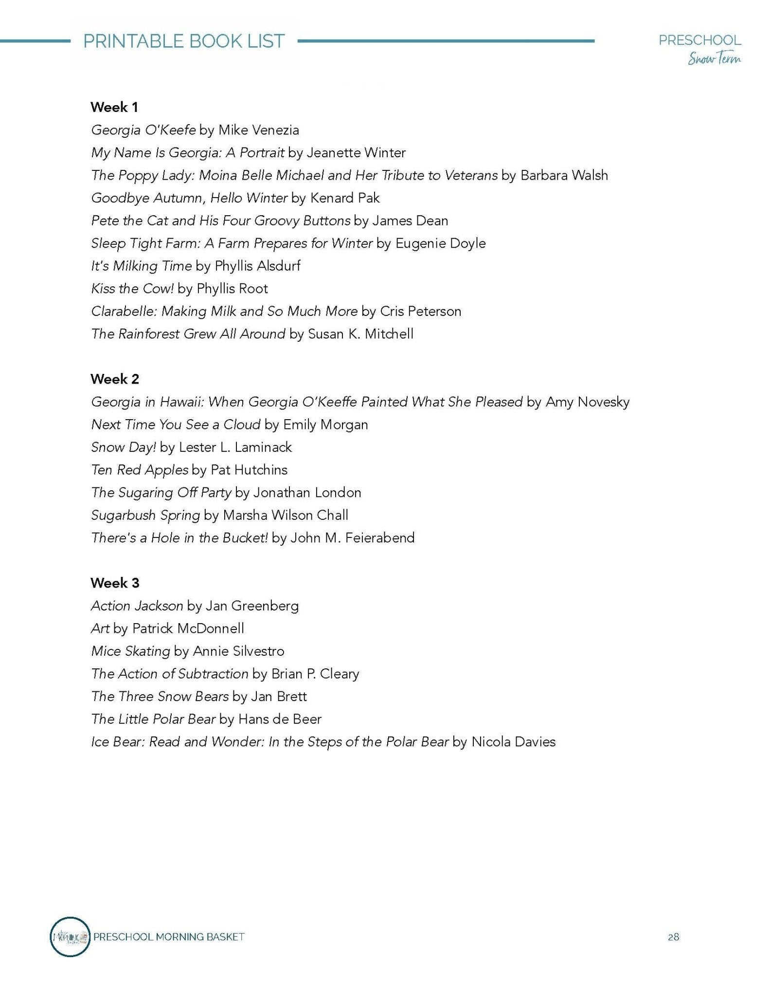 Snow Term: Early Learner Morning Time Plans - Homeschool Better Together