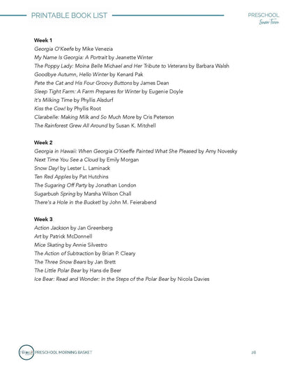 Snow Term: Early Learner Morning Time Plans - Homeschool Better Together