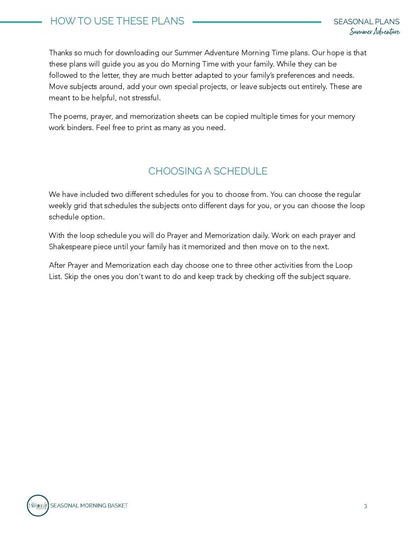 Summer Adventure Morning Time Plans - Homeschool Better Together