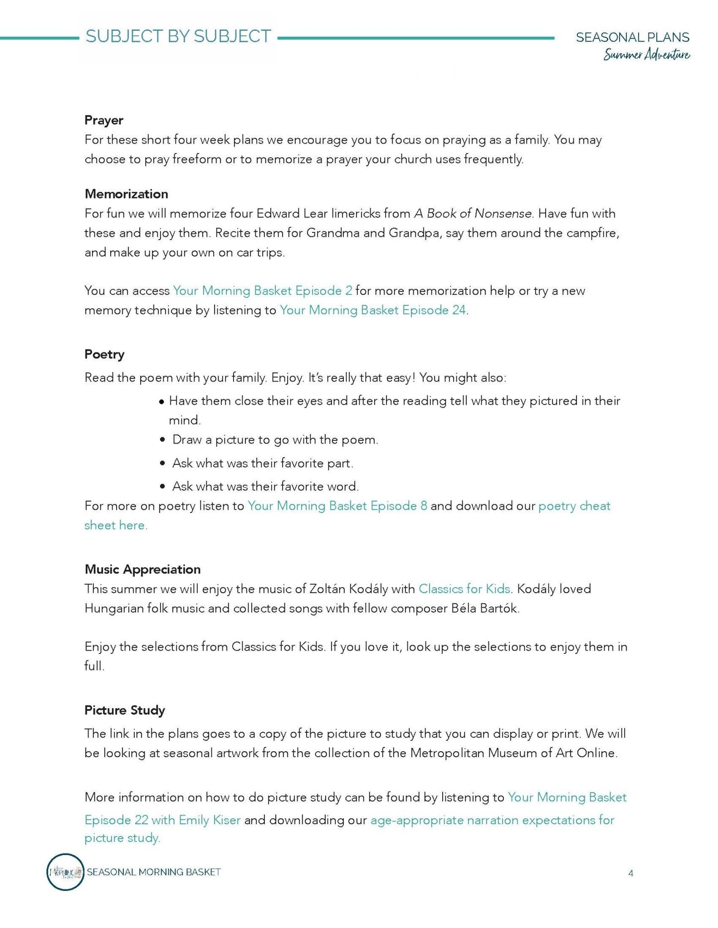 Summer Adventure Morning Time Plans - Homeschool Better Together
