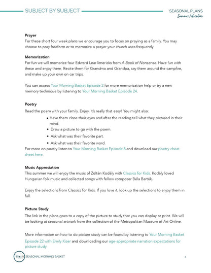 Summer Adventure Morning Time Plans - Homeschool Better Together