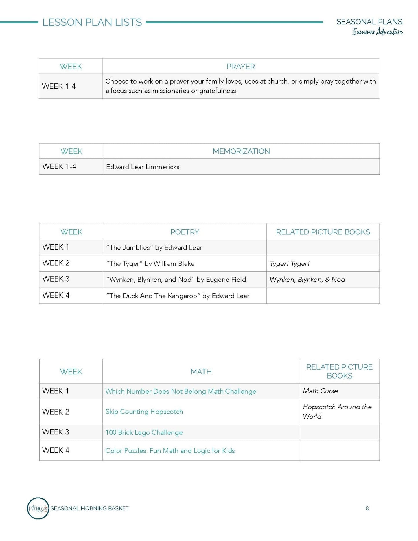 Summer Adventure Morning Time Plans - Homeschool Better Together