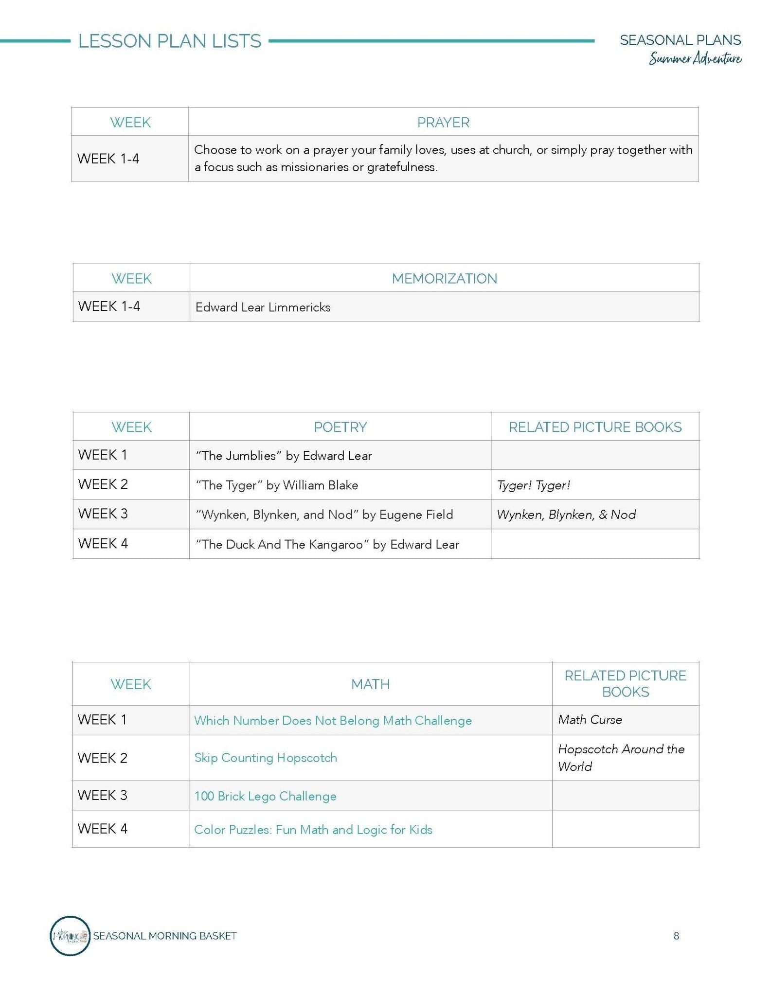 Summer Adventure Morning Time Plans - Homeschool Better Together