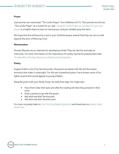 Sunshine Term: Early Learner Morning Time Plans - Homeschool Better Together