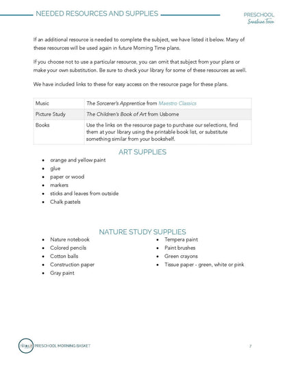 Sunshine Term: Early Learner Morning Time Plans - Homeschool Better Together