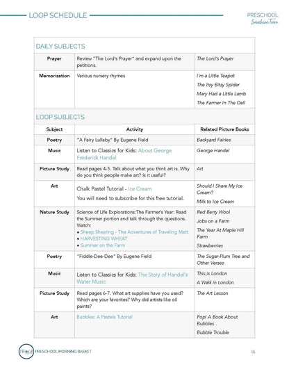 Sunshine Term: Early Learner Morning Time Plans - Homeschool Better Together