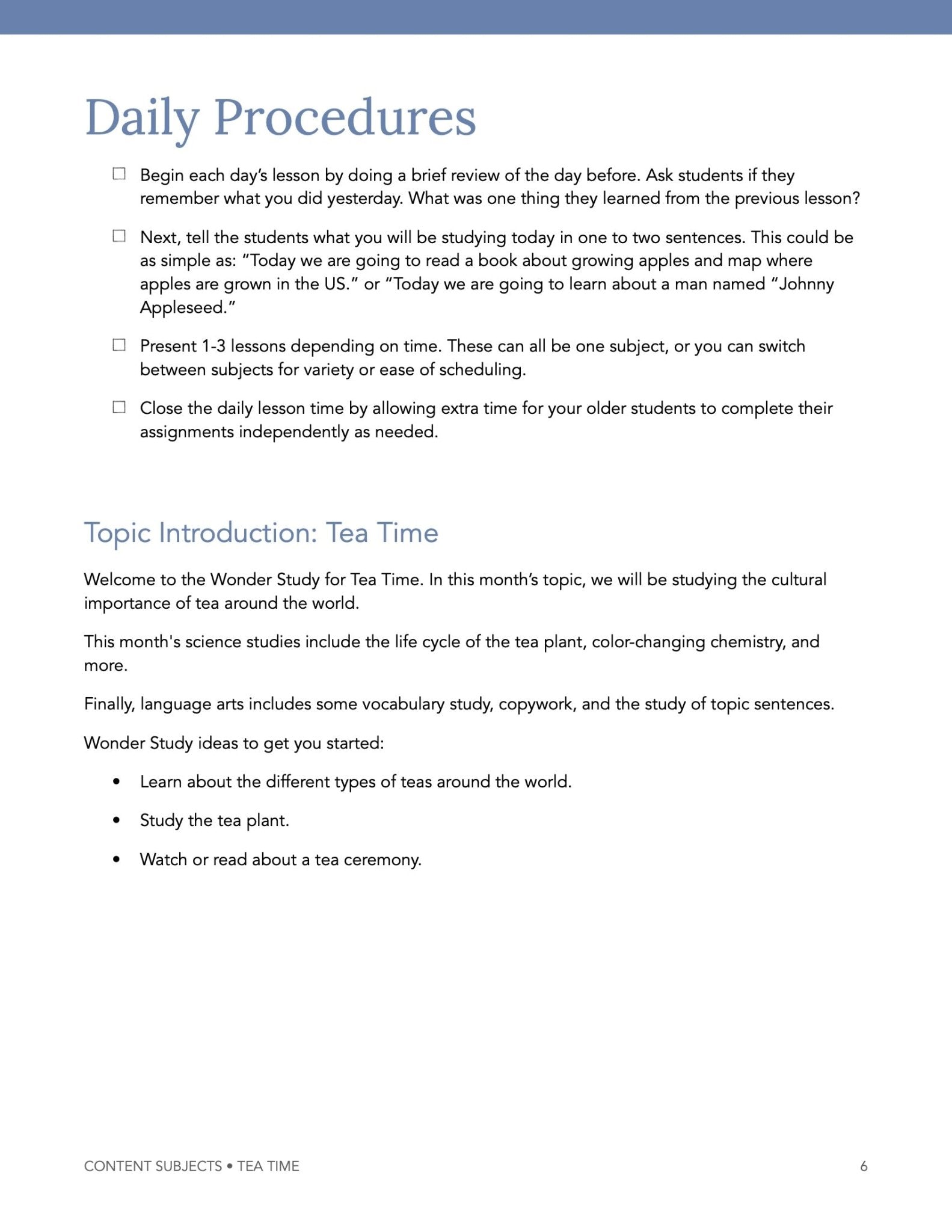 Tea Time Wonder Studies - Homeschool Better Together