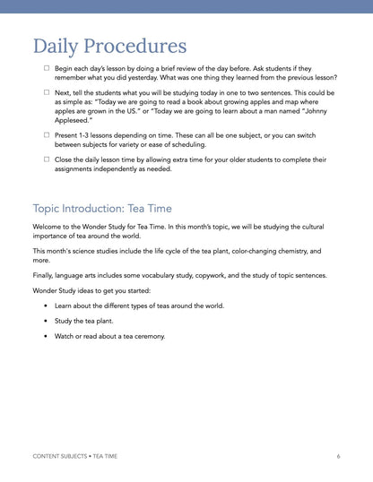 Tea Time Wonder Studies - Homeschool Better Together