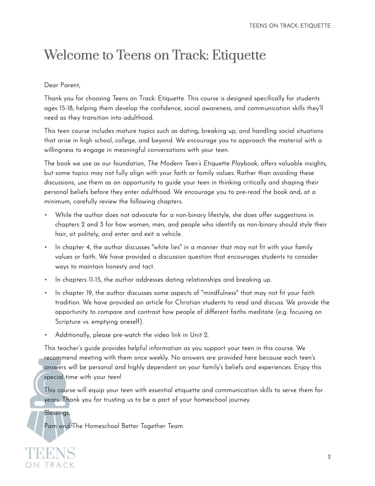 Teens on Track: Etiquette - Homeschool Better Together