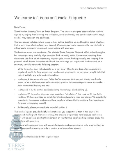 Teens on Track: Etiquette - Homeschool Better Together