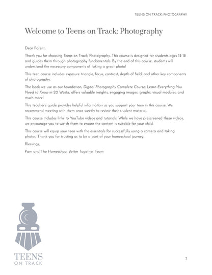 Teens on Track: Photography - Homeschool Better Together