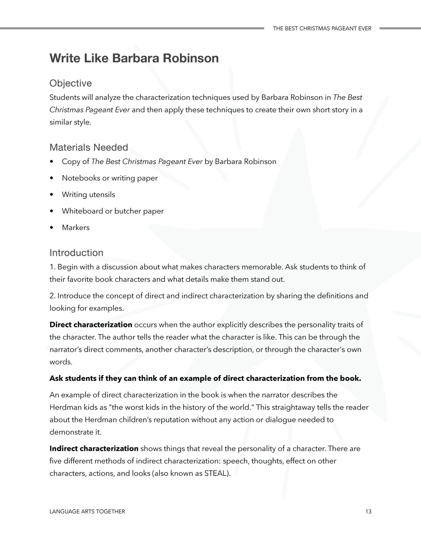 The Best Christmas Pageant Ever Language Arts Together - Homeschool Better Together