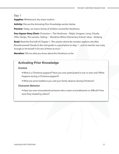 The Best Christmas Pageant Ever Language Arts Together - Homeschool Better Together