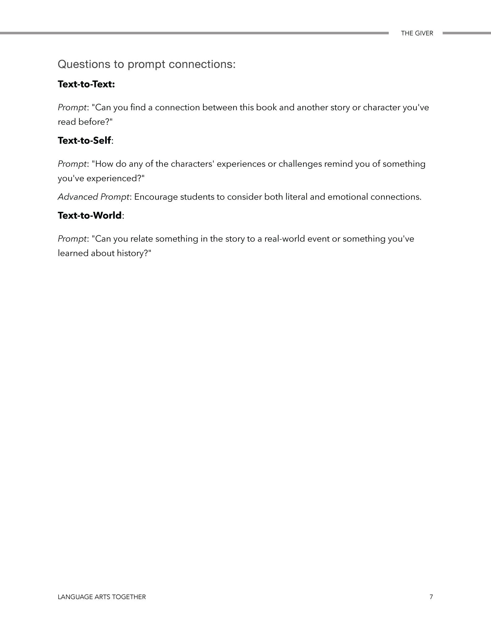 The Giver Middle School Language Arts Together - Homeschool Better Together