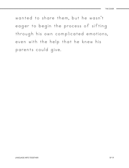 The Giver Middle School Language Arts Together - Homeschool Better Together