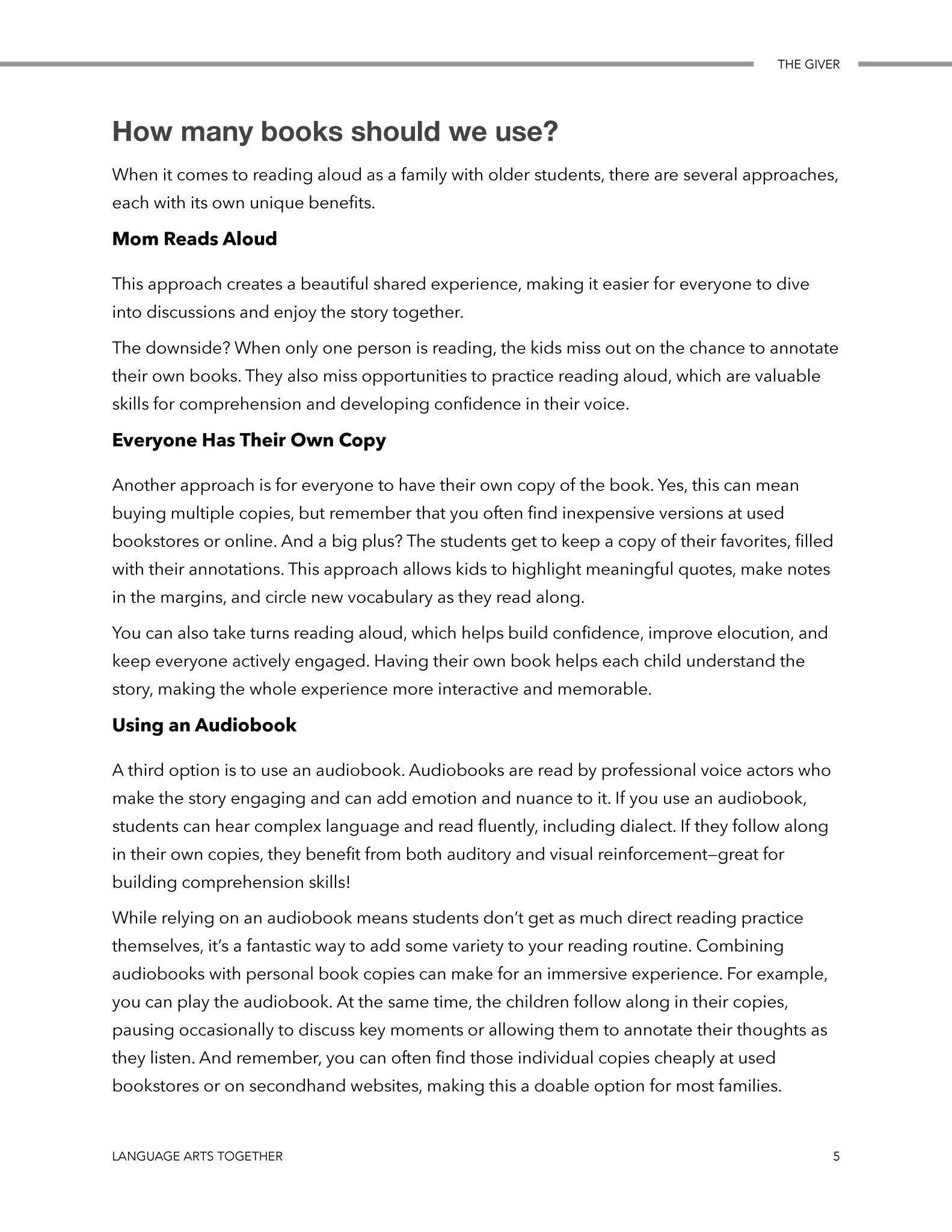 The Giver Middle School Language Arts Together - Homeschool Better Together