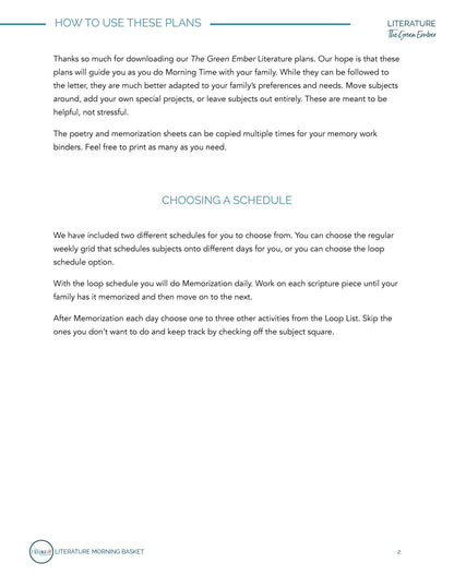The Green Ember Morning Time Plans - Homeschool Better Together