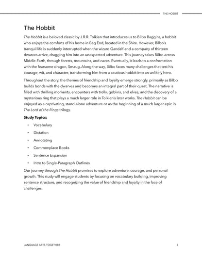 The Hobbit Middle School Language Arts Together - Homeschool Better Together