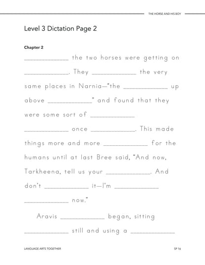 The Horse and His Boy Language Arts Together - Homeschool Better Together
