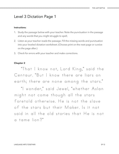 The Last Battle Language Arts Together - Homeschool Better Together