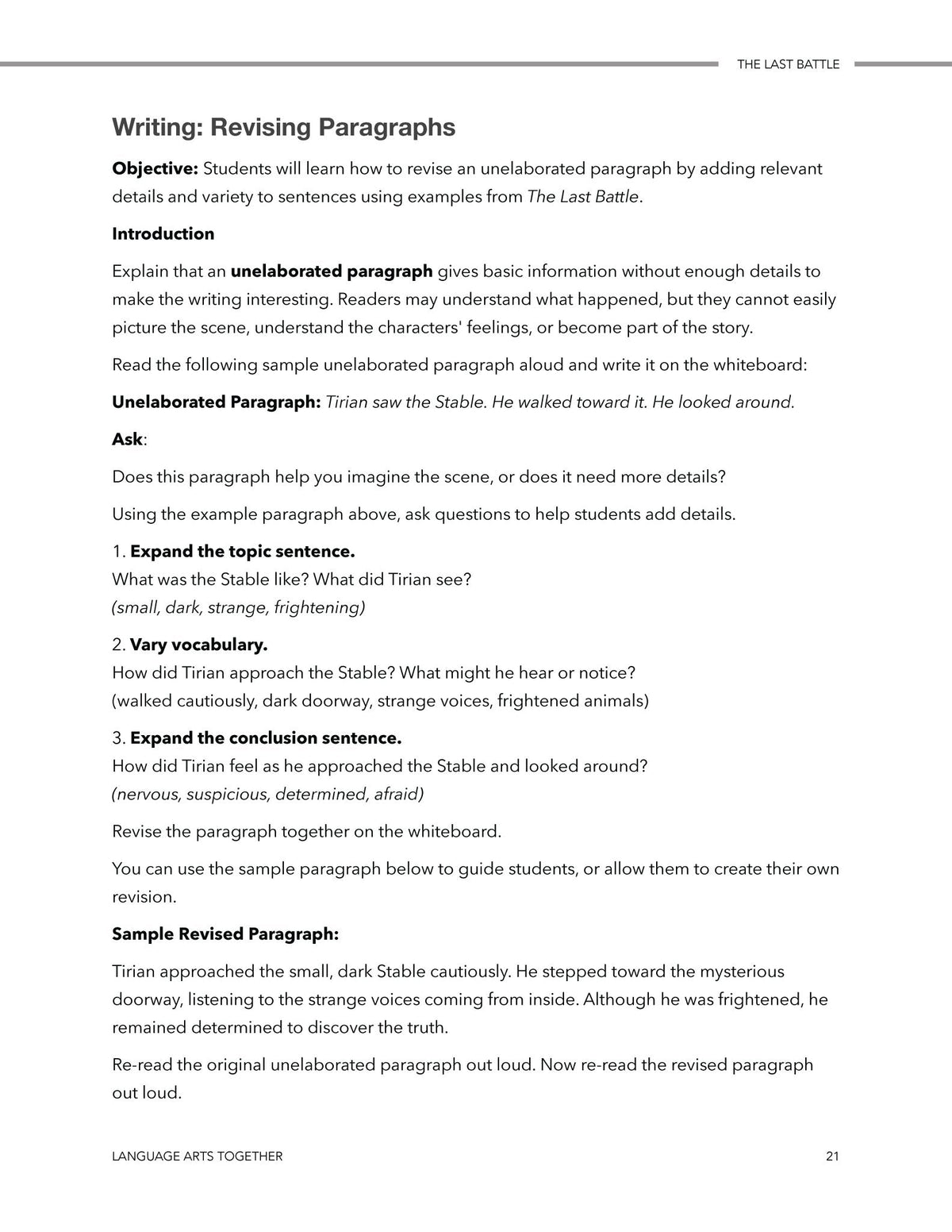 The Last Battle Language Arts Together - Homeschool Better Together