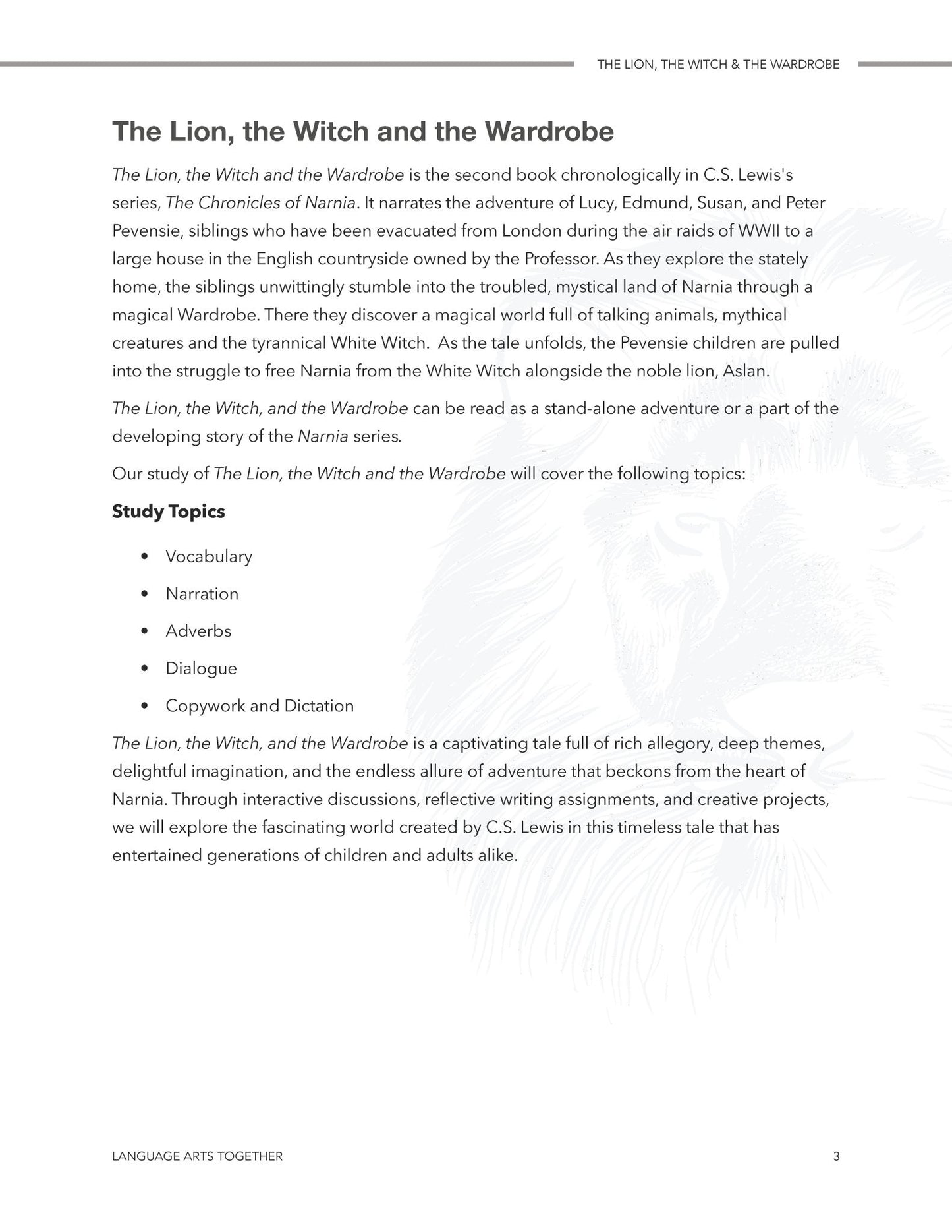 The Lion, the Witch, and the Wardrobe Language Arts Together - Homeschool Better Together