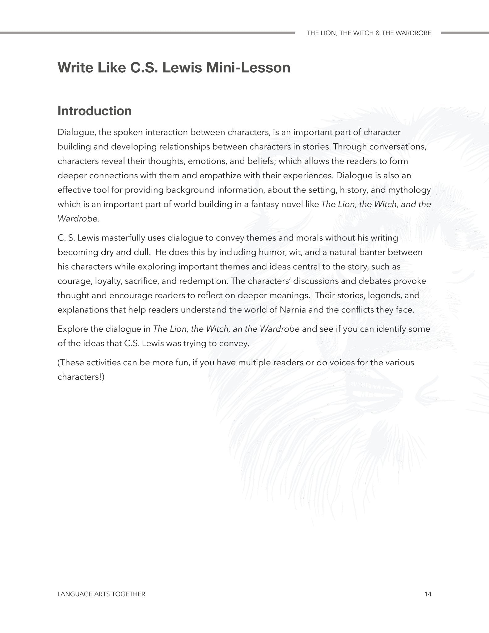 The Lion, the Witch, and the Wardrobe Language Arts Together - Homeschool Better Together