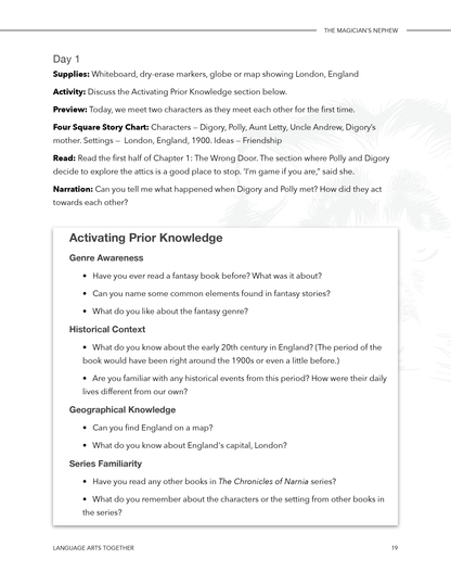 The Magician's Nephew Language Arts Together - Homeschool Better Together