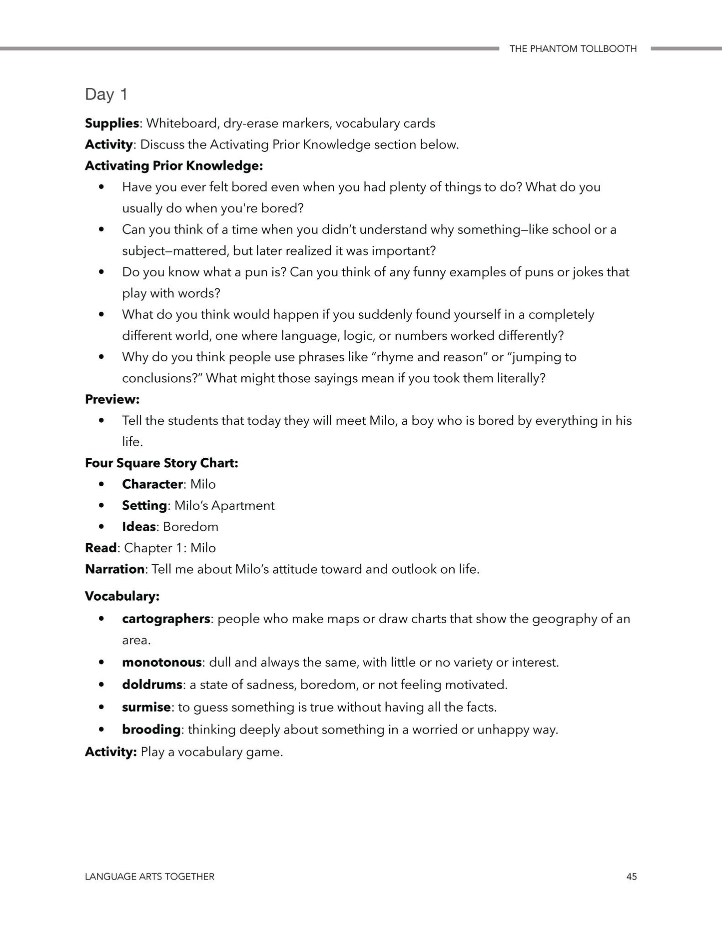 The Phantom Tollbooth Middle School Language Arts Together (FAE) - Homeschool Better Together