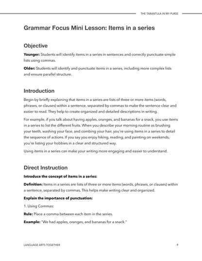 The Tarantula in My Purse Language Arts Together - Homeschool Better Together