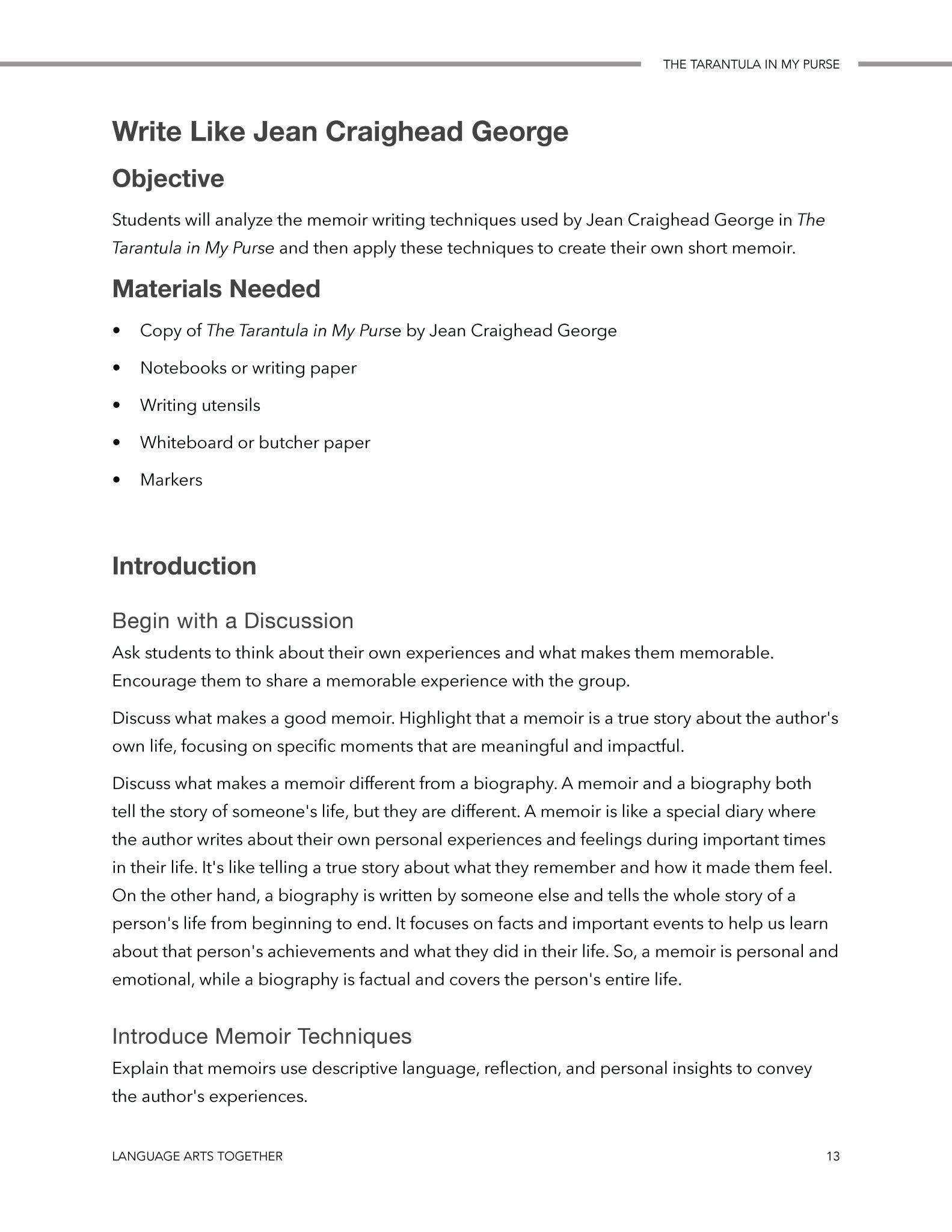 The Tarantula in My Purse Language Arts Together - Homeschool Better Together