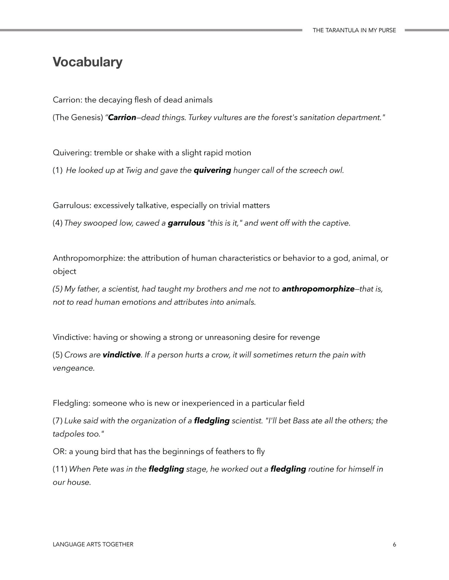 The Tarantula in My Purse Language Arts Together - Homeschool Better Together