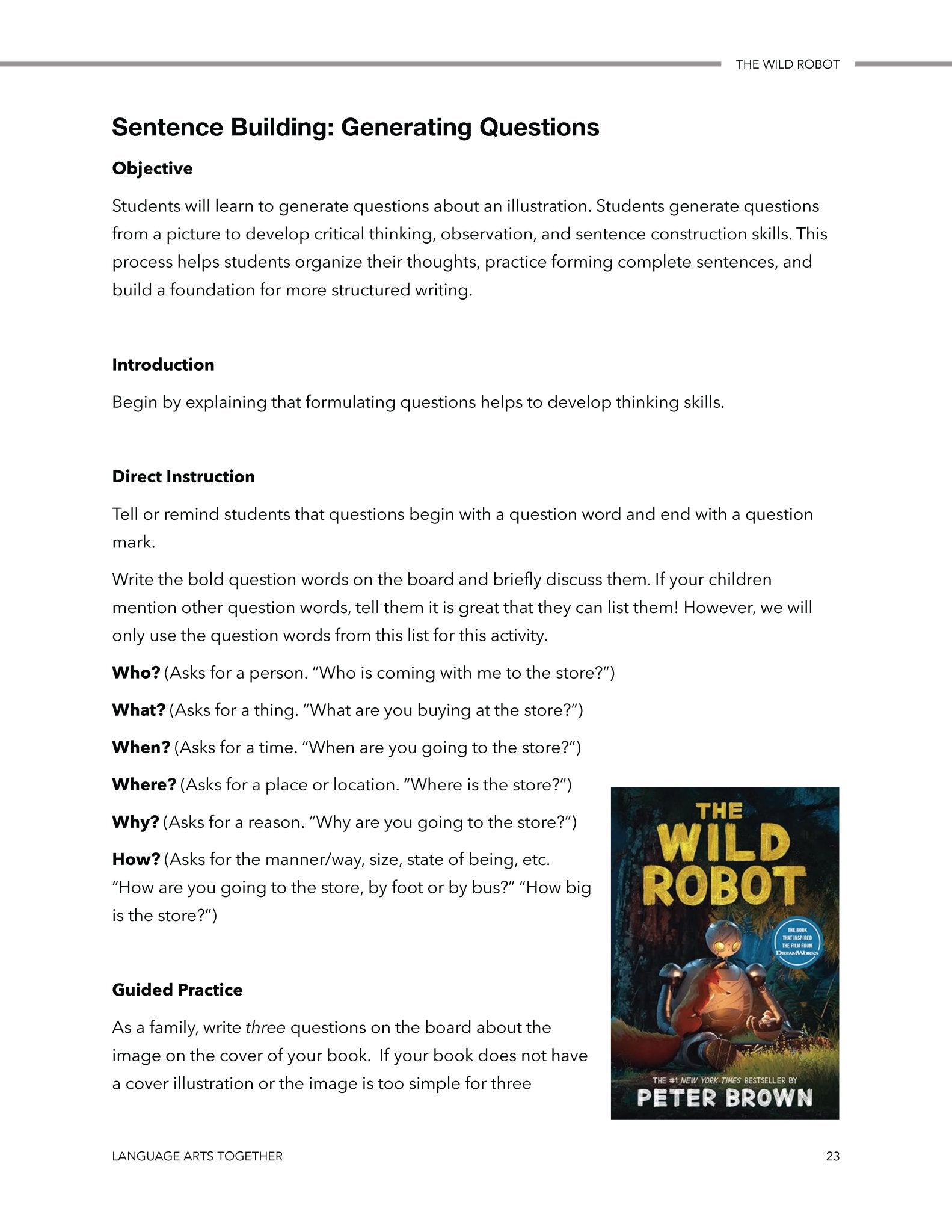 The Wild Robot Language Arts Together - Homeschool Better Together