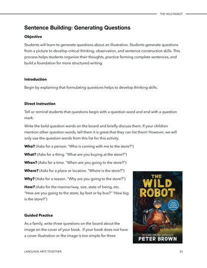 The Wild Robot Language Arts Together - Homeschool Better Together