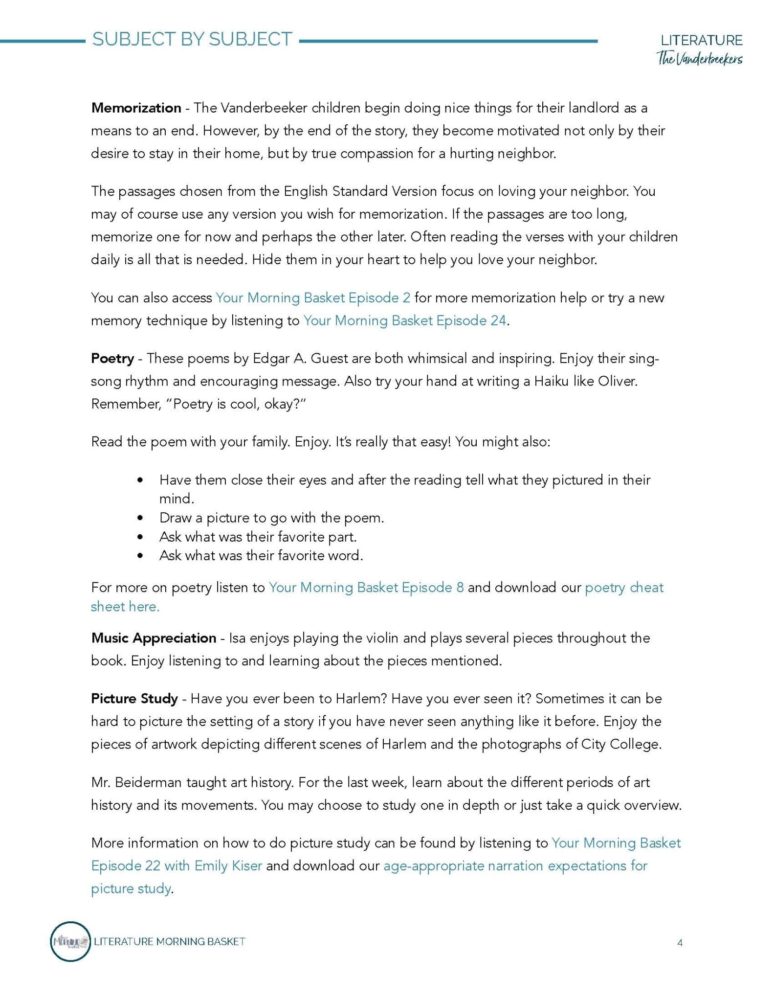 Vanderbeekers Morning Time Plans - Homeschool Better Together