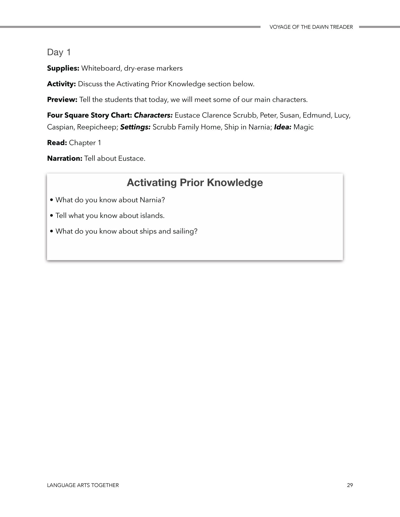 Voyage of the Dawn Treader Language Arts Together - Homeschool Better Together