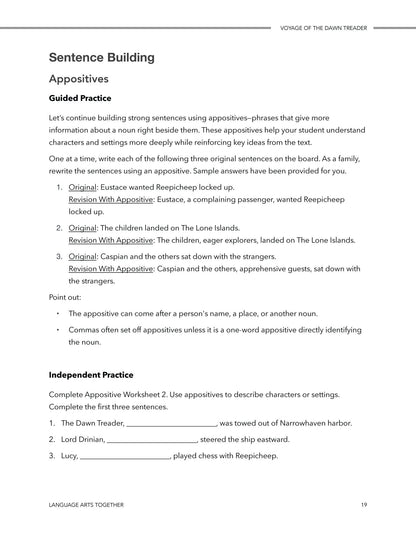 Voyage of the Dawn Treader Language Arts Together - Homeschool Better Together
