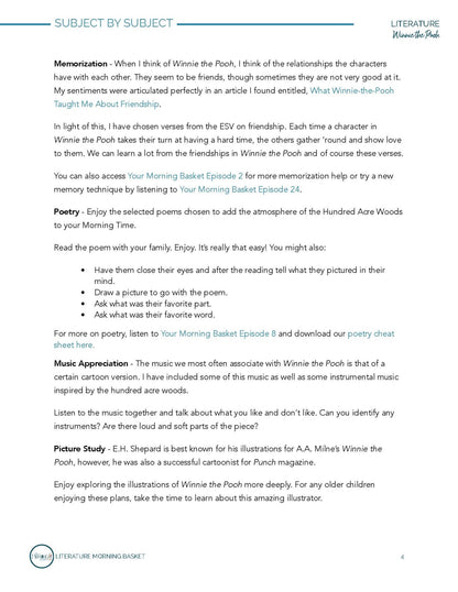 Winnie the Pooh Morning Time Plans - Homeschool Better Together