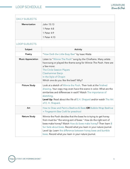 Winnie the Pooh Morning Time Plans - Homeschool Better Together